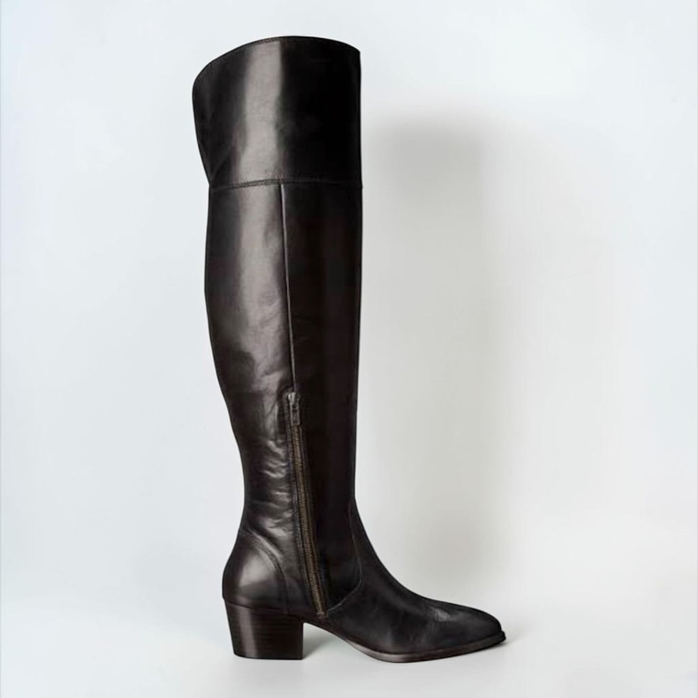 Frye Clara OTK Over The Knee Black Leather Boots Womens 8.5M - Picture 3 of 14